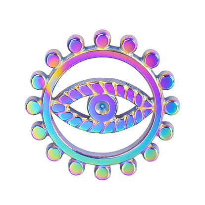 Stainless Steel Pendants, Rainbow Color, Heart/Sun/Evil Eye Charms