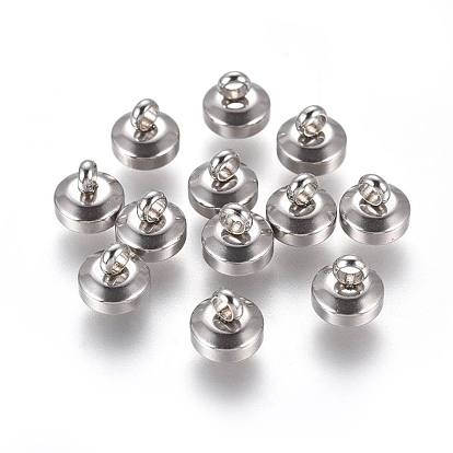 201 Stainless Steel Bead Cap Bails, Flat Round