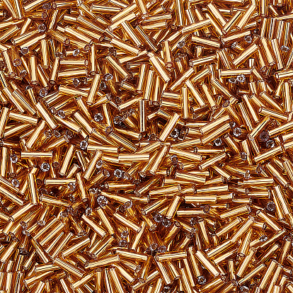 3000Pcs Silver Lined Glass Bugle Beads, Round Hole