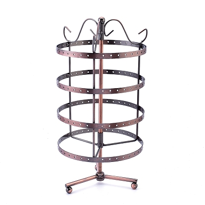 Iron 4 Tiers Rotating Jewelry Organizer Earring Holder Stand, 144 Holes, for Hanging Earrings