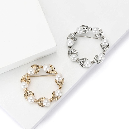 Брошь-гирлянда из сплава и прозрачного стекла со стразами, с белой искусственной жемчужиной