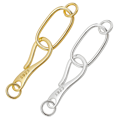 2 шт. 2 цвета s925 застежки с овальным крючком и S-образным крючком из стерлингового серебра