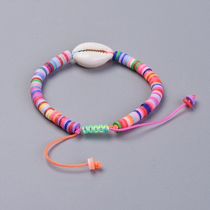 Экологически чистые бусины хейши из полимерной глины ручной работы детские плетеные браслеты, с бусинками из каури и нейлоновым шнуром