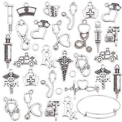 Сделай сам браслет темы дня медсестры, с подвесками из сплава и эмалью, изготовление железных браслетов и прыжковые кольца