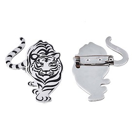 201 Stainless Steel Tiger Lapel Pin, Animal Badge for Backpack Clothes, Nickel Free & Lead Free