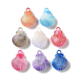 Colgantes de acrílico opaco bicolor con revestimiento UV, encantos de forma de concha