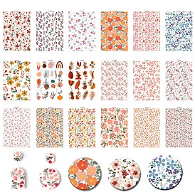 Flower Pattern Ceramics Clay Water Transfer Paper, Underglaze Transfer Decals, for DIY Earrings Pendants