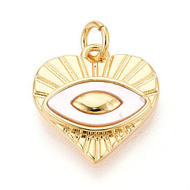 Латунные подвески в форме сердца из натуральной ракушки сглаза, с прыжковых колец, цвет морской раковины