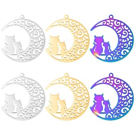DIY Jewelry Accessories Necklace Earrings Pendant 18K Stainless Steel Moon Cat Pendant Titanium Steel Polished
