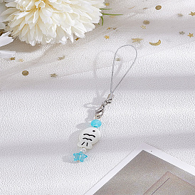 1 Correas para móviles de plástico con forma de pez y estrella, con detalles de porcelana, para mujer, encanto de las decoraciones del teléfono