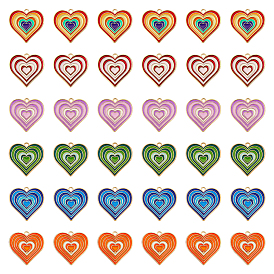 36 шт 6 цвета подвески из сплава, с эмалью, шарма сердца