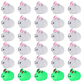 30 шт. светящиеся полупрозрачные подвески из смолы, кролика прелести, светится в темноте, с платиновым покрытием 304 петлями из нержавеющей стали