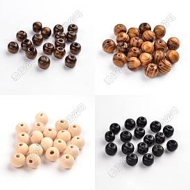 400Pcs 4 Colors Natural Unfinished Wood Beads, Round Wooden Loose Beads Spacer Beads for Craft Making, Lead Free, Mixed Dyed and Undyed