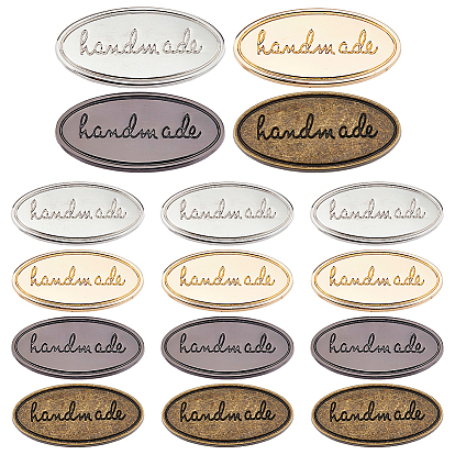 16шт. 4цветные железные декоративные пряжки, овальной формы со словом ручной работы