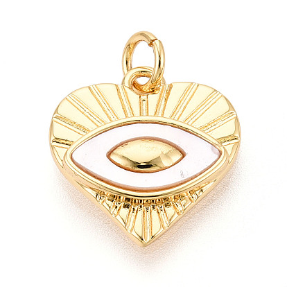 Латунные подвески в форме сердца из натуральной ракушки сглаза, с прыжковых колец, цвет морской раковины