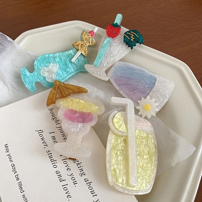 Заколки для волос в форме когтей из ацетата целлюлозы, аксессуары для волос в форме напитка для женщин и девочек