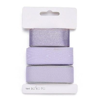 9 Yards 3 Styles Polyester Ribbon, for DIY Handmade Craft, Hair Bowknots and Gift Decoration, Lilac Color Palette