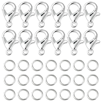 50Pcs Zinc Alloy Lobster Claw Clasps, Parrot Trigger Clasps, with 150Pcs Iron Open Jump Rings