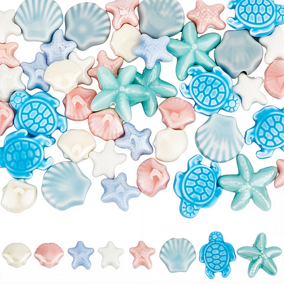 56шт 8 стили фарфоровые бусины ручной работы, разнообразные