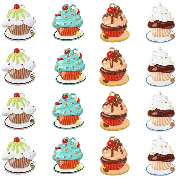 16шт 4 стили подвески из цинкового сплава, торт, спекающийся лак