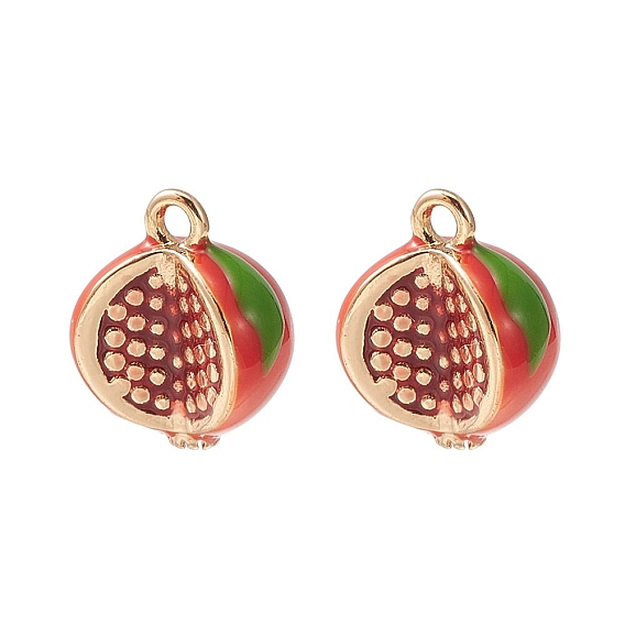 2подвески из латуни с эмалью, имитация фруктов, золотой свет, гранатовое очарование