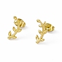 PVD Vacuum Plating 304 Stainless Steel Tiny Leafy Branch Stud Earrings for Women, Long-Lasting Plated