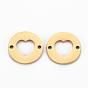 201 Stainless Steel Links Connectors, Cut, Flat Round with Heart