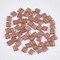 2-Hole Transparent Glass Seed Beads, Dyed, Rectangle