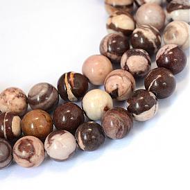 Jaspe zèbre naturel rangées de perles rondes