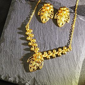 Комплекты из серег и ожерелий из сплава для женщин, золотые
