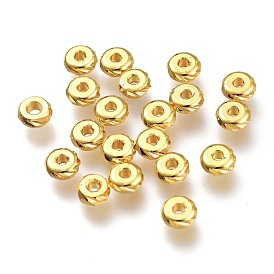 Brass Spacer Beads, Long-Lasting Plated, Textured, Flat Round