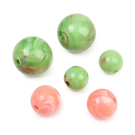 Непрозрачные акриловые бусины, имитирующие драгоценные камни, круглые, два тона