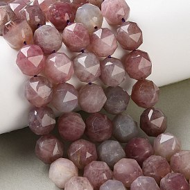 Madagascar naturel rose perles de quartz brins, perles rondes à facettes taillées en étoile