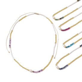 Pierres précieuses naturelles colliers de perles, colliers de perles de rocaille et de perles