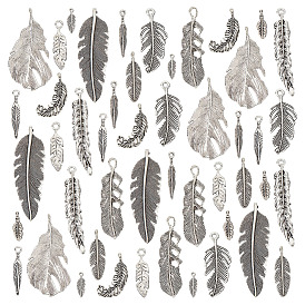 72 шт. Подвески из сплава в тибетском стиле, перо, без кадмия и без свинца
