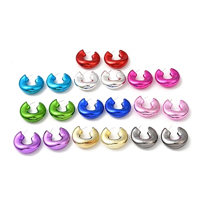 Acrylic Ring Stud Earrings, Half Hoop Earrings with 316 Surgical Stainless Steel Pins