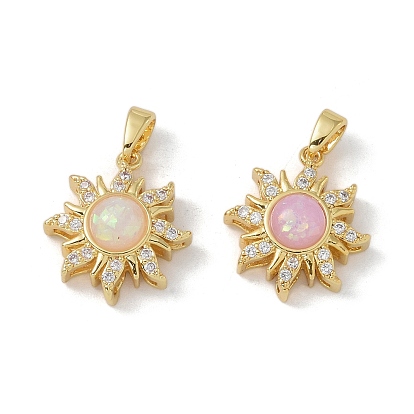 Стойки обшивки латунь кулон, с смолой и кубическим цирконием, без свинца и без кадмия, долговечный, солнце