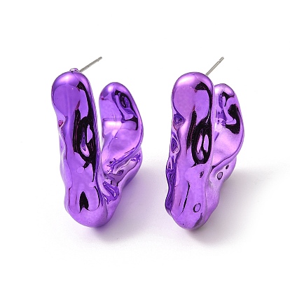 Twist Rectangle Acrylic Stud Earrings, Half Hoop Earrings with 316 Surgical Stainless Steel Pins