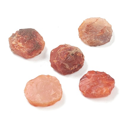 Cuentas de cornalina natural cruda áspera, para dar vueltas, decoración, Pulido, envoltura de alambre, sanación con cristales wicca y reiki, sin agujero / sin perforar, plano y redondo