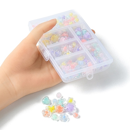 Transparent Acrylic Beads, Bead in Bead, Mixed Shapes