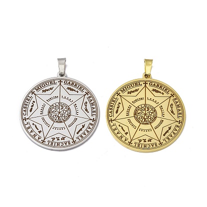 304 подвески из нержавеющей стали, плоский круглый шарм с семью архангелами