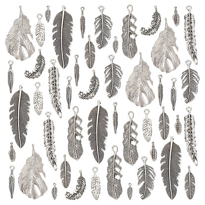 72 шт. Подвески из сплава в тибетском стиле, перо, без кадмия и без свинца