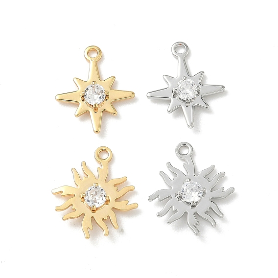 Латунные микро проложить кубического циркония подвески, талисманы в виде звезд/солнца, без никеля 