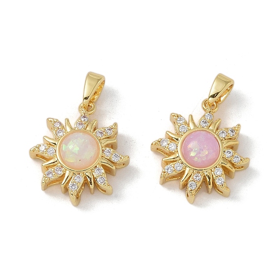 Стойки обшивки латунь кулон, с смолой и кубическим цирконием, без свинца и без кадмия, долговечный, солнце