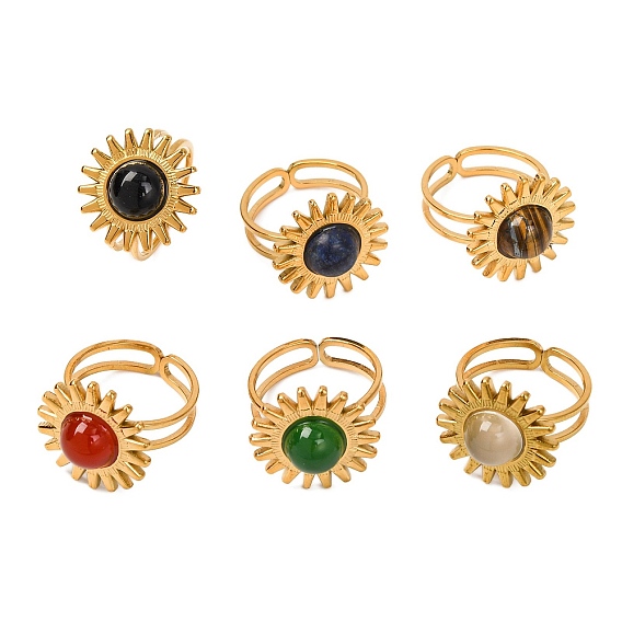 Кольца из натурального драгоценного камня, солнечно-золотистый тон 304 манжеты из нержавеющей стали для женщин