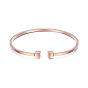 Simple Design Real Rose Gold Plated Cuff Bangle, with Cubes, 175x5mm