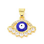 Brass Micro Pave Cubic Zirconia Pendants, Enamel Evil Eye Charm