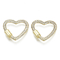 Brass Micro Pave Cubic Zirconia Screw Carabiner Lock Charms, for Necklaces Making, Heart, Nickel Free, Real 16K Gold Plated