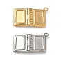 304 Stainless Steel Pendant Cabochon Settings, Book Charms, Ion Plating(IP)