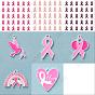 28Pcs 8 Styles Alloy Enamel Pendants, Cadmium Free & Lead Free, Awareness Ribbon Shape